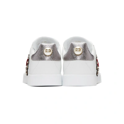 Shop Dolce & Gabbana Dolce And Gabbana White Heart Patch Portofino Sneakers In 8b441
