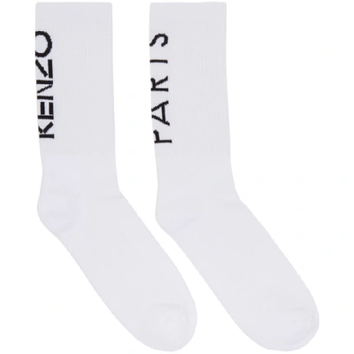 Shop Kenzo White Logo Sport Socks