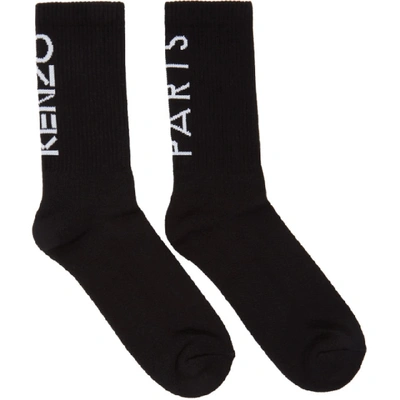 Shop Kenzo Black Logo Sport Socks In 99 Black