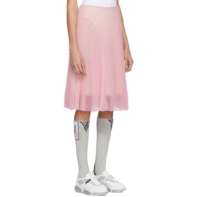 Shop Prada Pink Pleated Chiffon Skirt