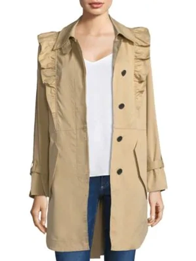 Shop Joie Gila Ruffle Trench Coat In Light Sand