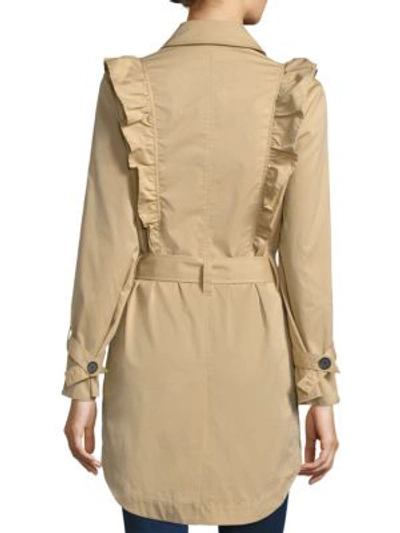 Shop Joie Gila Ruffle Trench Coat In Light Sand