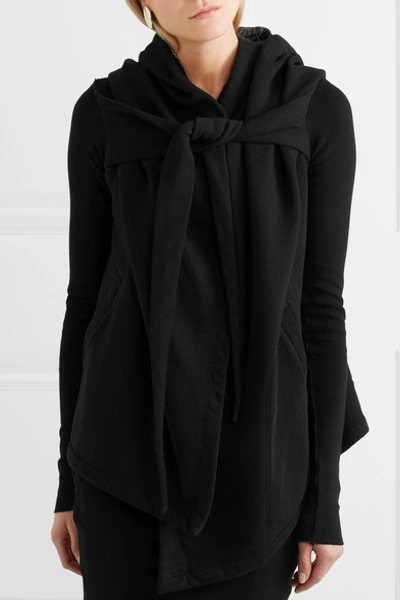 Shop Rick Owens Hooded Draped Cotton-jersey Jacket In Black