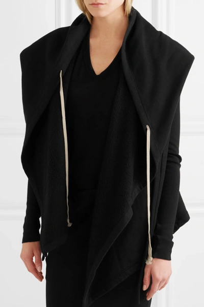 Shop Rick Owens Hooded Draped Cotton-jersey Jacket In Black