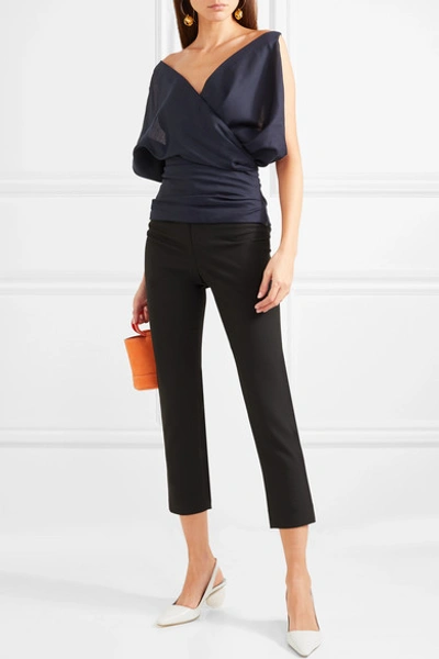 Shop Jacquemus Draped Wool Top In Navy