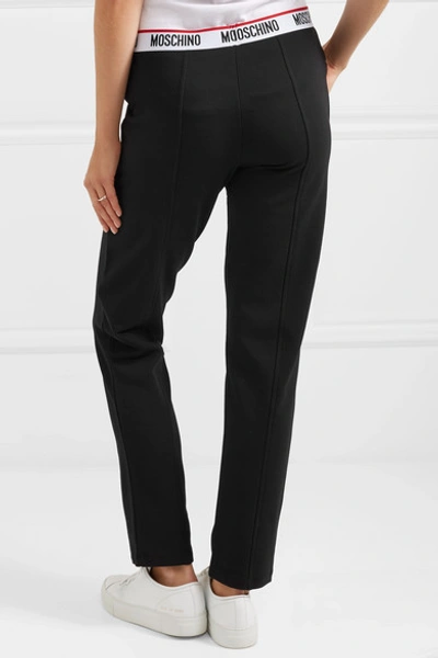 Shop Moschino Cotton-blend And Fleece Track Pants In Black