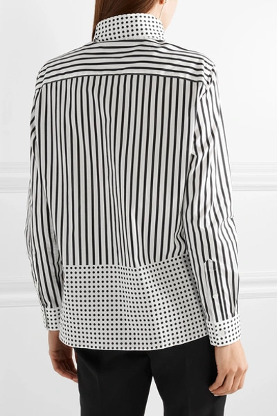 Shop Burberry Pussy-bow Printed Cotton-poplin Blouse In Black