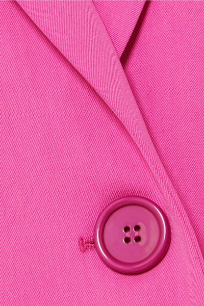 Shop Oscar De La Renta Wool-blend Blazer In Fuchsia