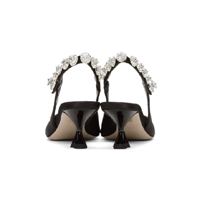 Shop Miu Miu Black Crystal Slingback Heels In 002 Black