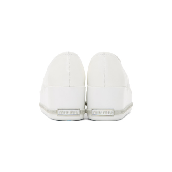 Miu Miu Cap Toe Leather Platform Skate Sneakers In White/ White | ModeSens