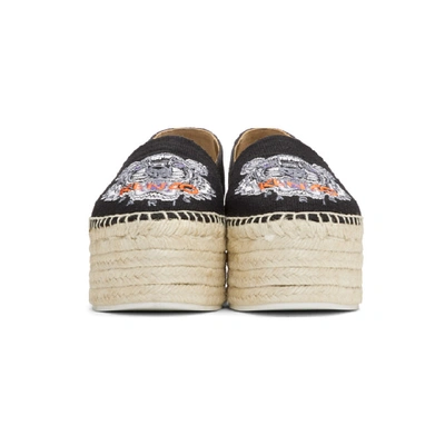 Shop Kenzo Black Platform Tiger Espadrilles In 99 Black