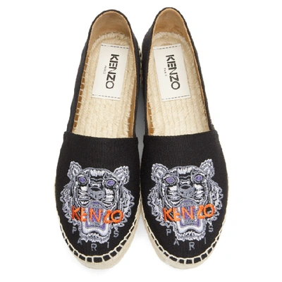 Shop Kenzo Black Platform Tiger Espadrilles In 99 Black