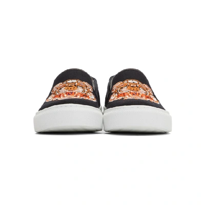 Shop Kenzo Black Tiger K-skate Slip-on Sneakers In 99 - Canvas