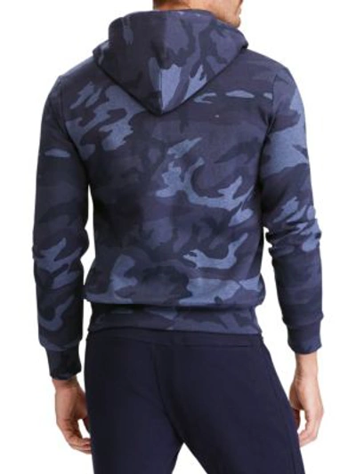 Shop Polo Ralph Lauren Double-knit Full-zip Hoodie In Blue Camo