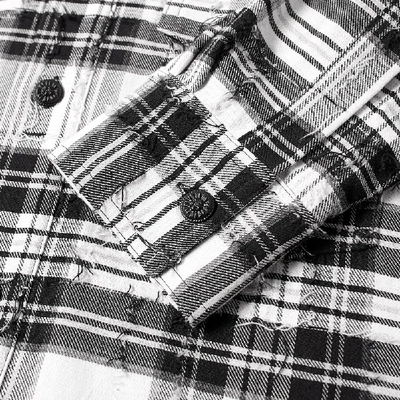 Shop Off-white Distressed Tartan Shirt