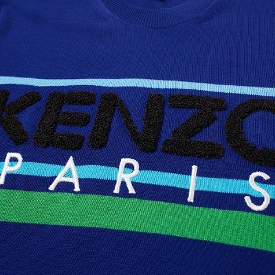 Shop Kenzo Paris Logo Knitted Crew In Blue