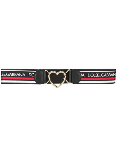 Shop Dolce & Gabbana Logo Banded Heart Buckle Belt In Black