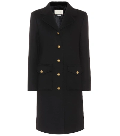 Shop Gucci Double G Wool Coat In Black