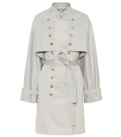 Shop Chloé Cotton Gabardine Trenchcoat In Grey