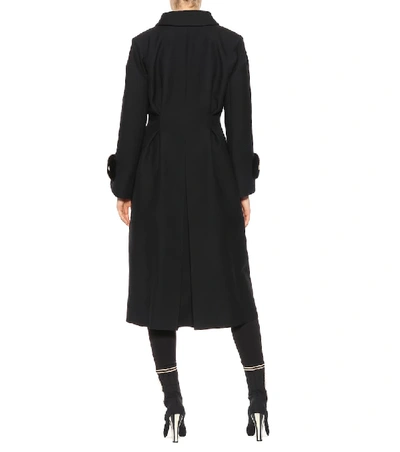Shop Fendi Embellished Wool And Silk Coat In Black