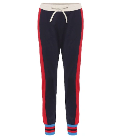 Shop Gucci Striped Cotton-blend Trackpants In Blue