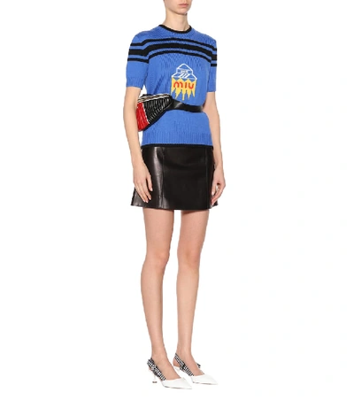 Shop Miu Miu Intarsia Wool Sweater In Blue