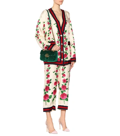 Shop Gucci Floral-printed Silk Trousers In Multicoloured