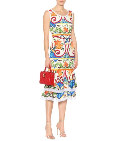 Shop Dolce & Gabbana Printed Silk-blend Midi Dress In Multicoloured