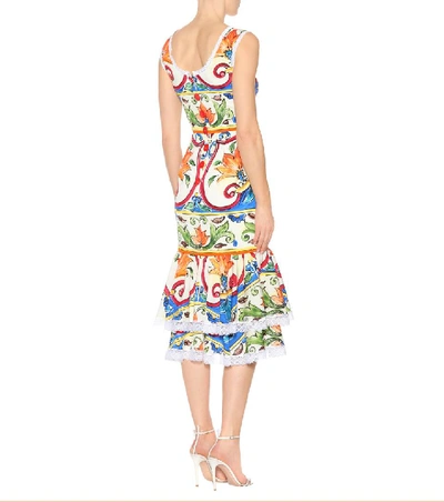Shop Dolce & Gabbana Printed Silk-blend Midi Dress In Multicoloured