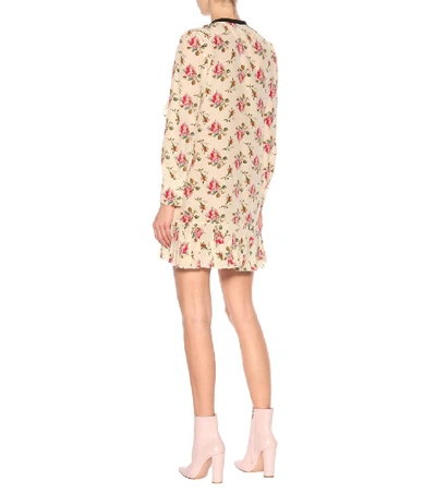 Shop Gucci Floral-printed Silk Dress In White
