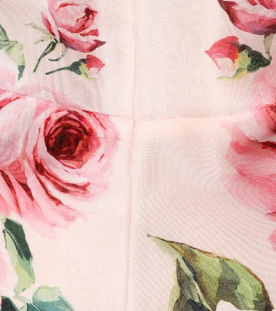 Shop Dolce & Gabbana Rose-print Silk Dress In Pink