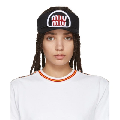 Shop Miu Miu Black Patch Visor In F0002 Black