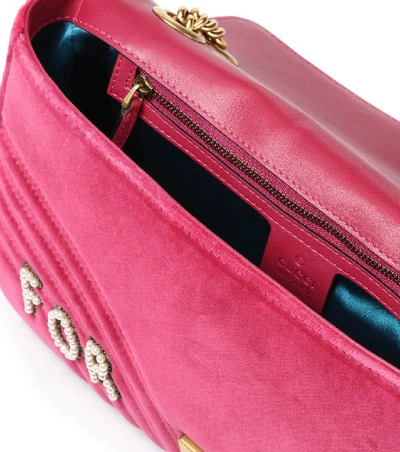Shop Gucci Gg Marmont Medium Velvet Shoulder Bag In Pink