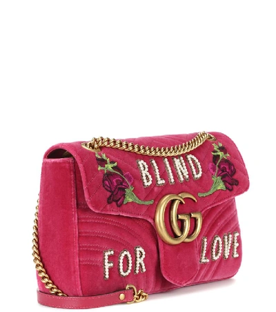 Shop Gucci Gg Marmont Medium Velvet Shoulder Bag In Pink