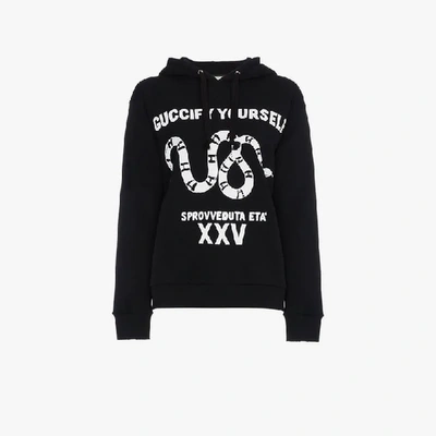Shop Gucci Fy Yourself Print Hoodie In Black