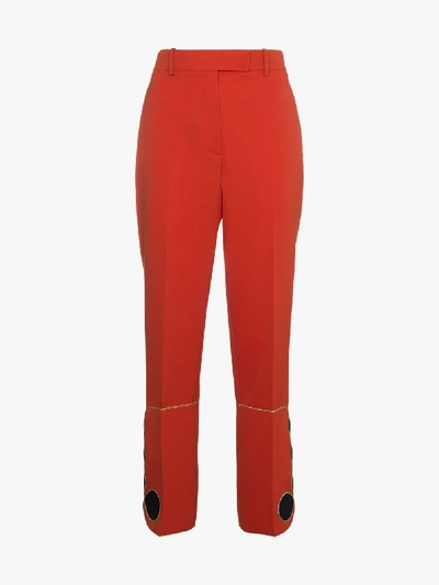 Shop Calvin Klein 205w39nyc Mid Rise Slim Leg Trousers In Yellow&orange