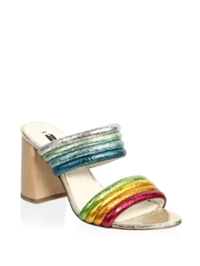 Shop Alice And Olivia Multicolored Metallic Leather Sandals