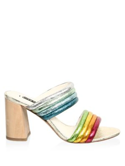 Shop Alice And Olivia Multicolored Metallic Leather Sandals