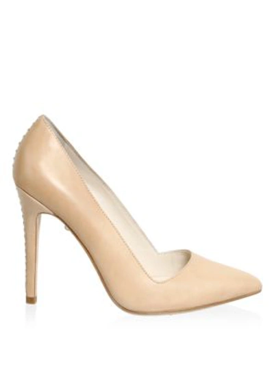 Shop Alice And Olivia Point Toe Leather Pumps In Natural