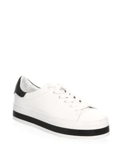 Shop Alice And Olivia Ezra Platform Sneakers In White Black