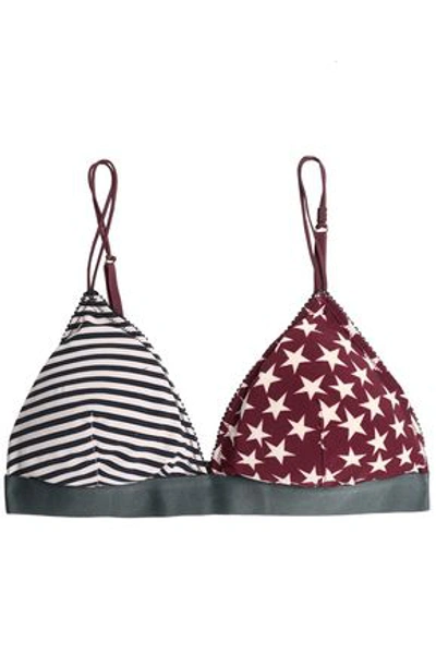 Shop Love Stories Woman Printed Stretch-jersey Triangle Cup Bra Merlot