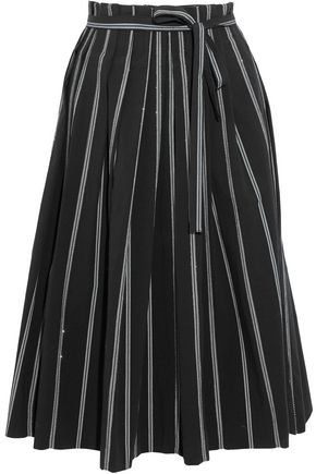 Brunello Cucinelli Woman Striped Stretch-cotton Skirt Black | ModeSens