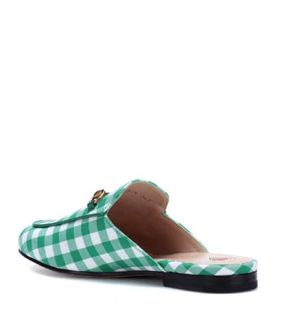 Shop Gucci Princetown Checked Slippers In Green