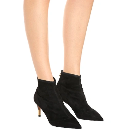 Shop Balmain Suede Ankle Boots In Black
