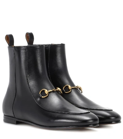 Shop Gucci Jordaan Leather Ankle Boots In Black