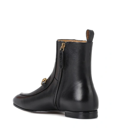 Shop Gucci Jordaan Leather Ankle Boots In Black