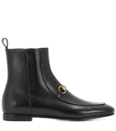 Shop Gucci Jordaan Leather Ankle Boots In Black