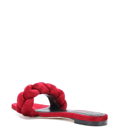 Shop Marco De Vincenzo Braided Velvet Slides In Red