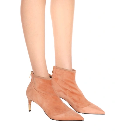 Shop Balmain Suede Ankle Boots In Pink