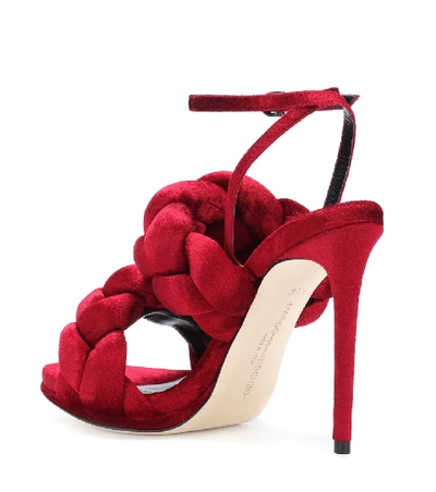 Shop Marco De Vincenzo Braided Velvet Sandals In Red